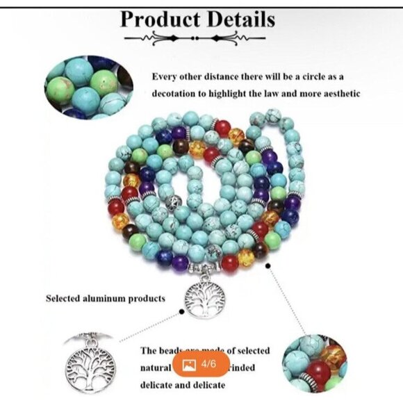 Mala Beads Bracelet Necklace 6mm 108 Prayer Beads for Meditation Yoga - Picture 4 of 6